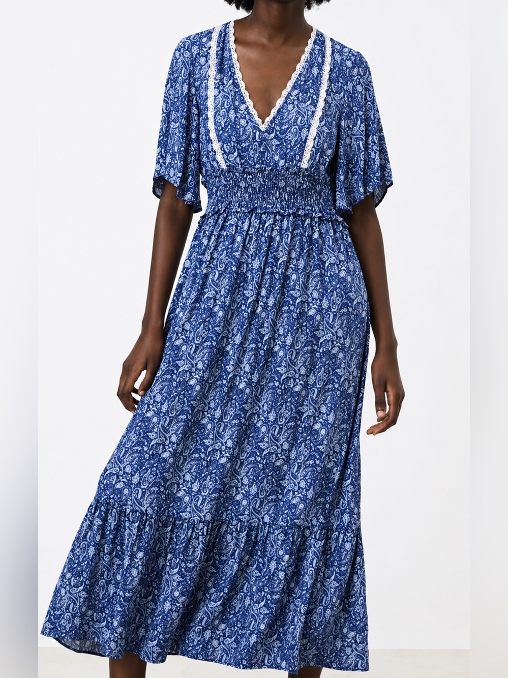Zara blue paisley midi dress, small